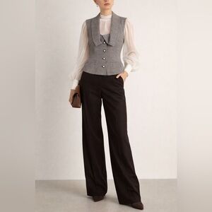 Vintage Escada Linen Wool Vest Blazer Brown Tailored Sleeveless Size 38 US 6/8